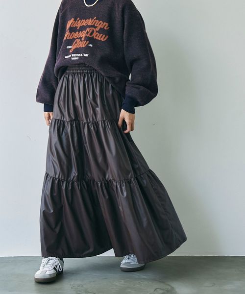 レザーライクティアードスカート