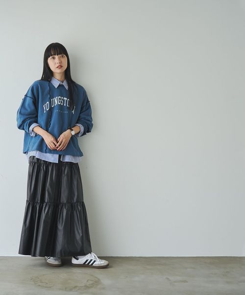 レザーライクティアードスカート