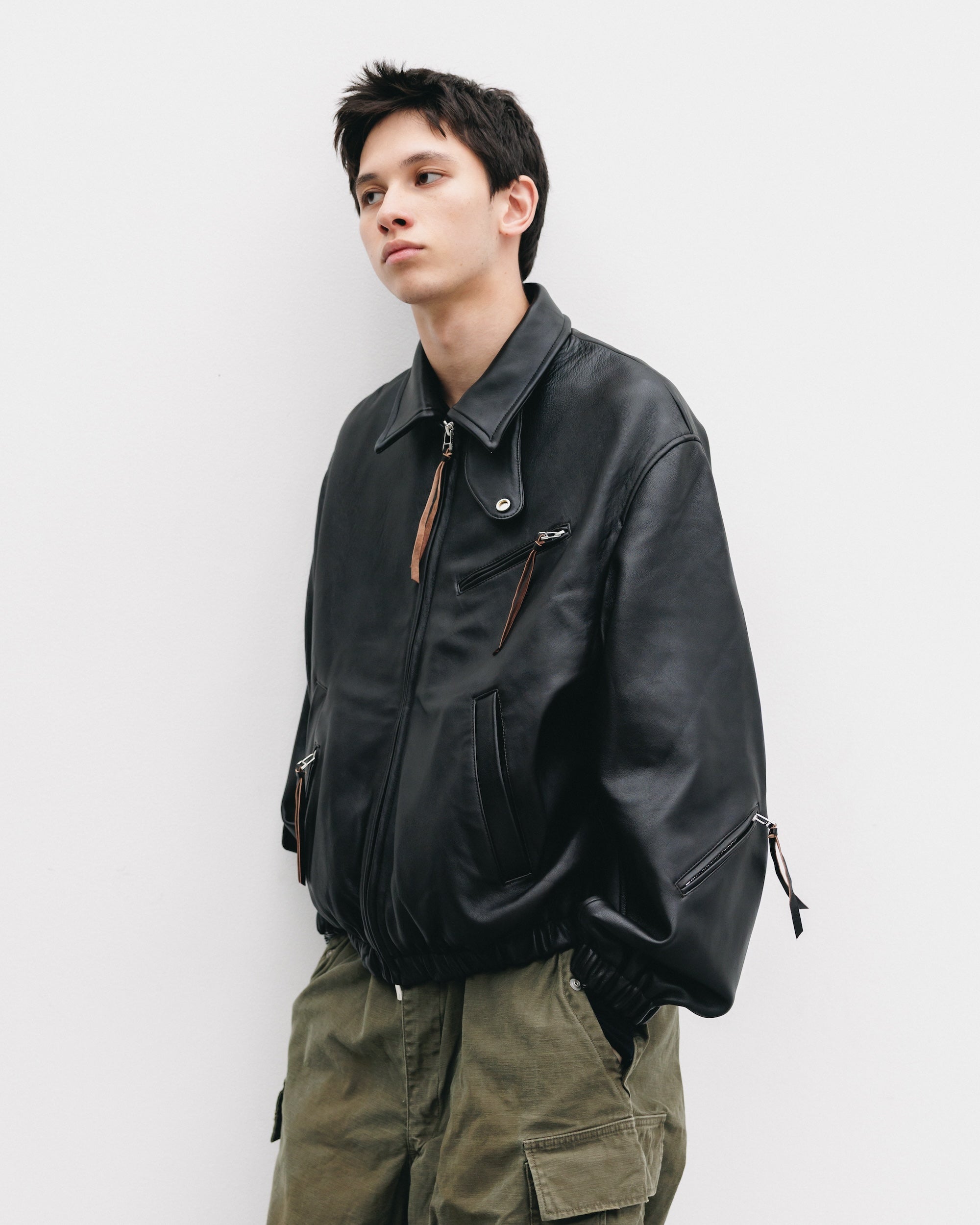 2.18 WED 20:00- PRE ORDER】SHEEP LEATHER UTILITY JACKET (BLACK)