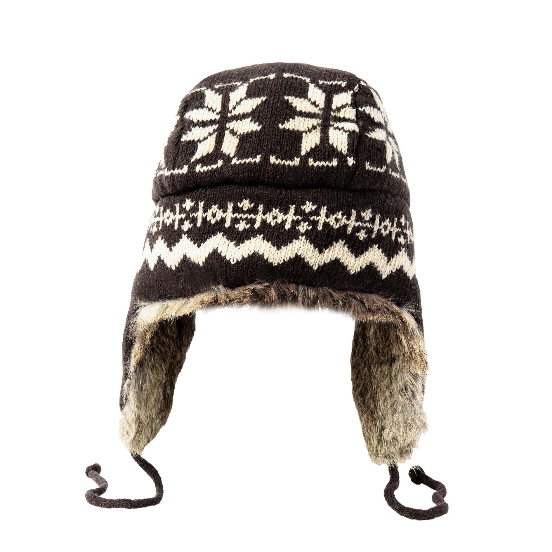 Lambs Wool Knit Aviator with Rabbit Trim – Crown Cap