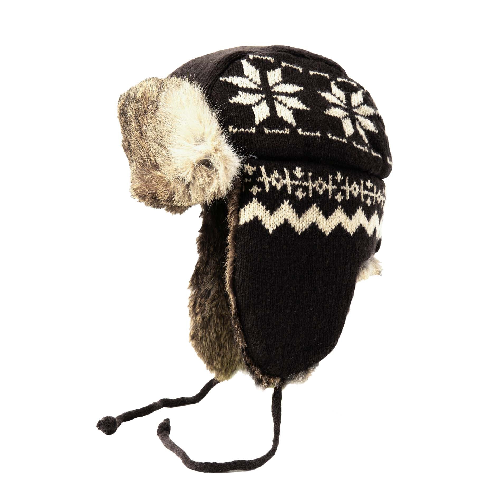 Lambs Wool Knit Aviator with Rabbit Trim – Crown Cap