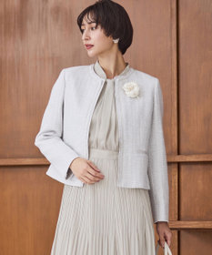 セットアップ対応】ライトシャインツイード ノーカラージャケット / 23