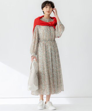 洗える】シアーヘリンボーンプリント ワンピース / 23区