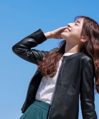 本革】ノーカラーシープレザージャケット / Tiaclasse L