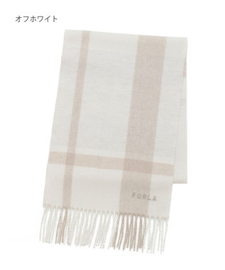 洗える】FURLA カシミヤ混ラメ入りチェックストールマフラー／幅30cm