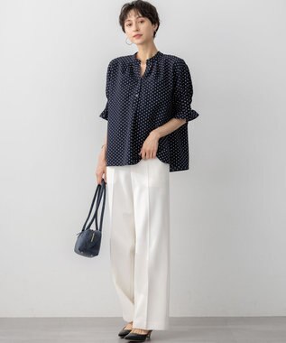 WEB&一部店舗限定/洗える】ドットプリント サッカー ブラウス / 23区