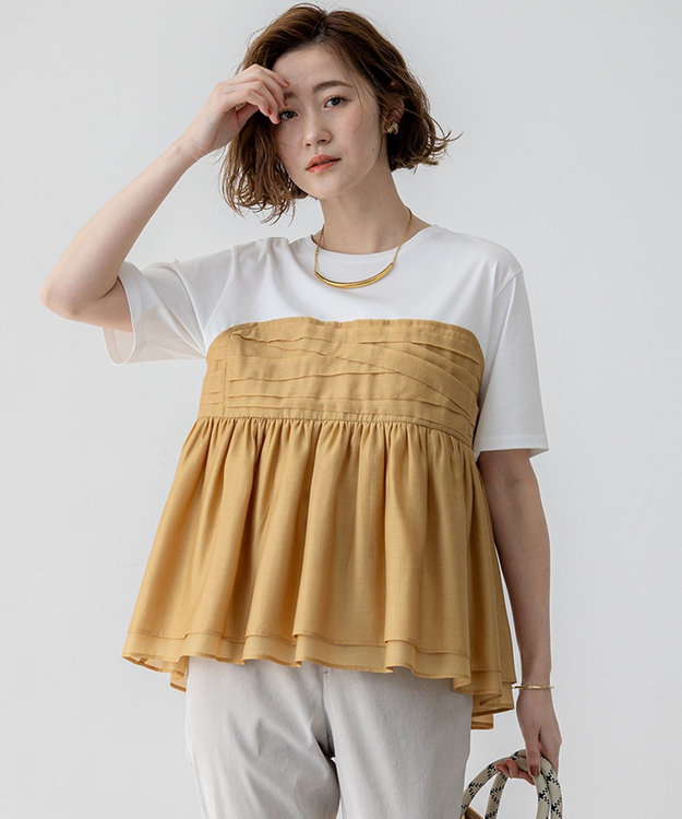 WEB&一部店舗限定カラーあり】オーガンジービスチェコンビ カットソー