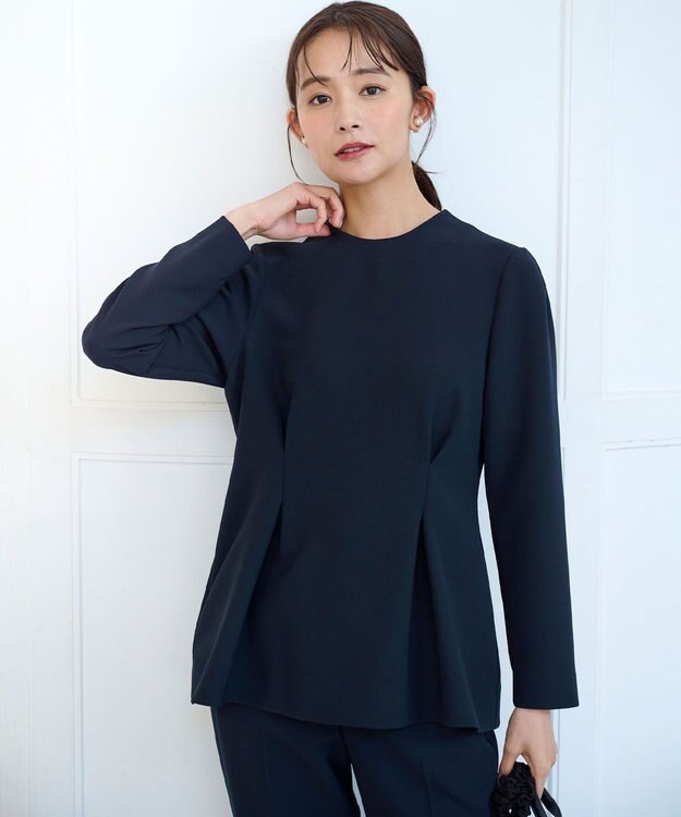 KUMIKYOKU NAVY】コンフォータブルドレープ 襟付きブラウス / 組曲 S
