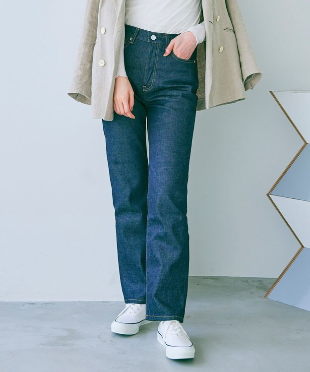 坪田あさみさんコラボ＞ワイドテーパード デニムパンツ / woadblue