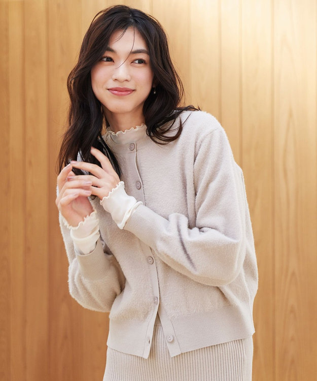 フェザーカーディガン×ニットスカートセットアップ / ANY L