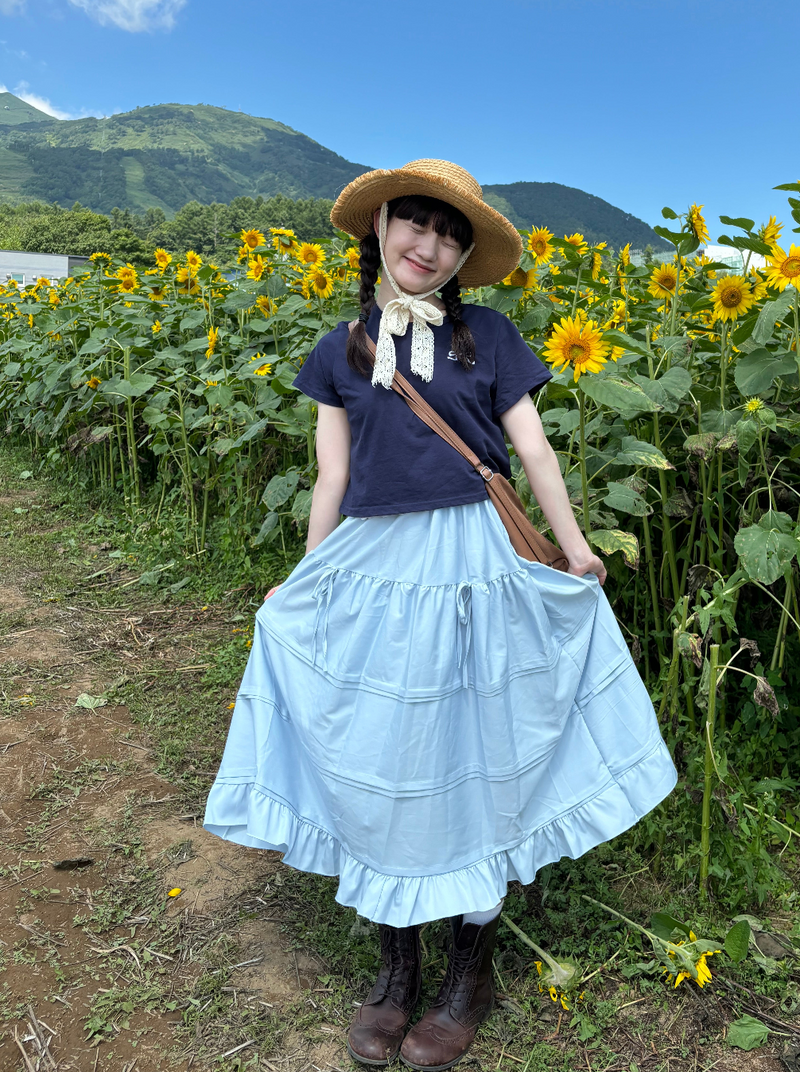 ライトブルーフリルロングスカート DPA43428 – CRAMMY