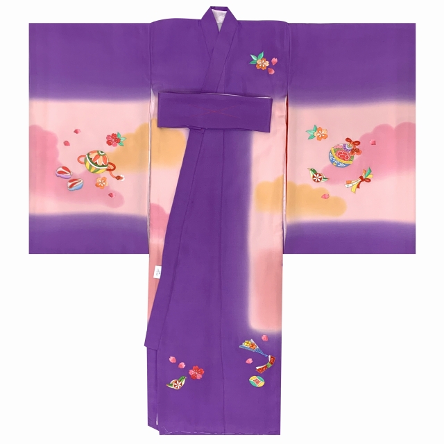 お宮参り 着物 女の子 赤ちゃんのお祝い着 一つ身 ぼかし染め 総刺繍柄