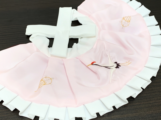 お宮参り 小物 セット フード 涎掛け 御守り 扇子 4点セット 女の子