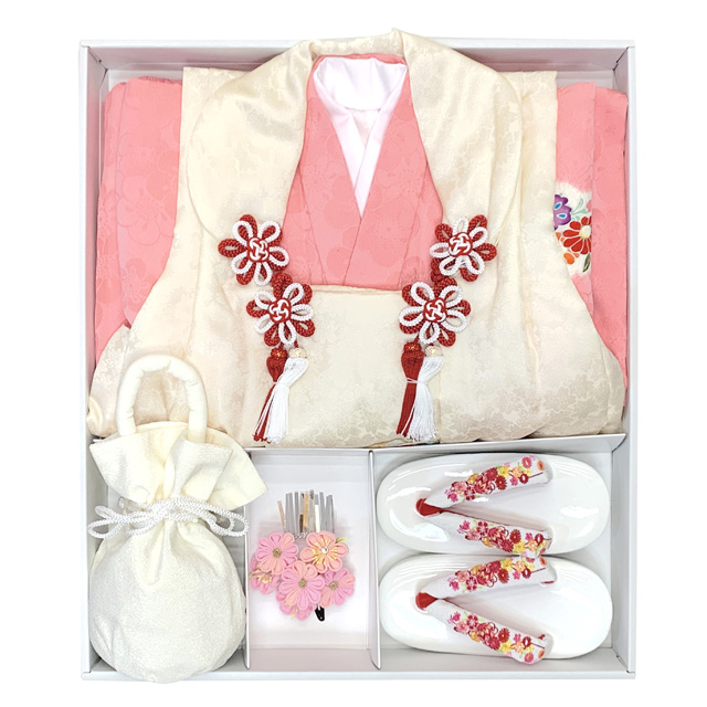 七五三 着物 3歳 正絹 フルセット 女の子 友禅 絵羽柄の着物 被布