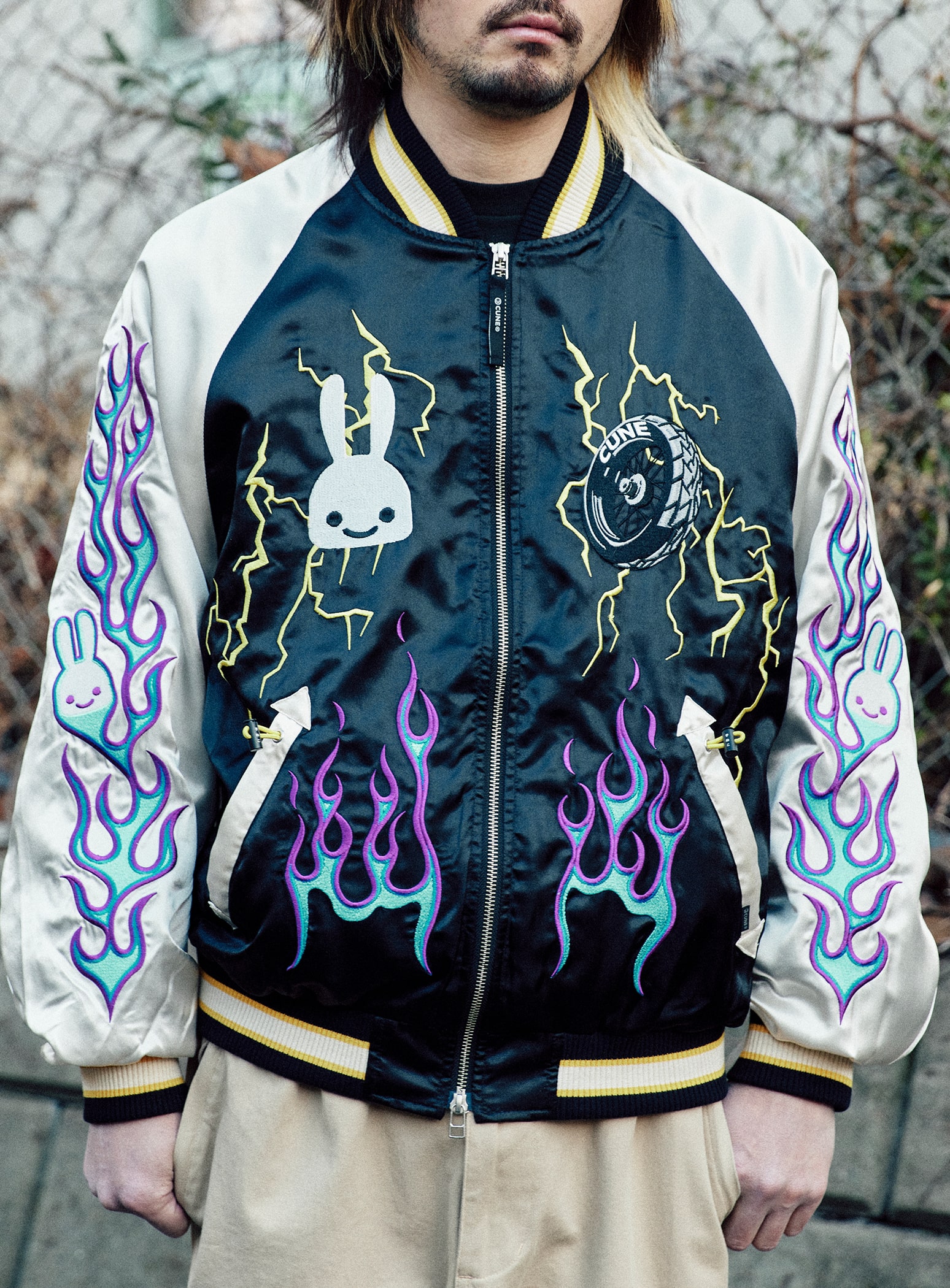 鳥とバイクのスカジャン｜ウサギがいる｜CUNE ONLINE STORE