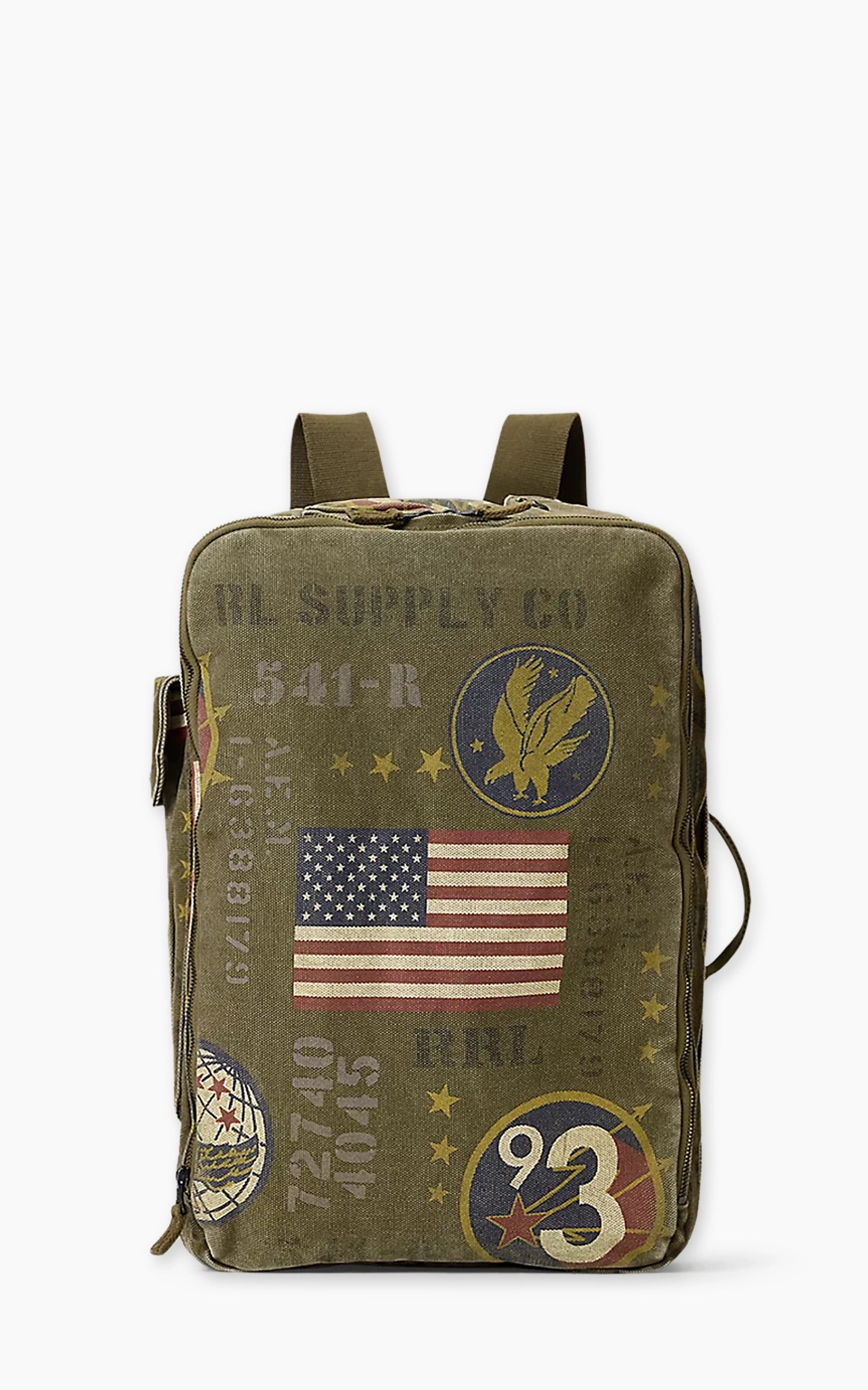 RRL Canvas Graphic Backpack Olive Drab/Multi