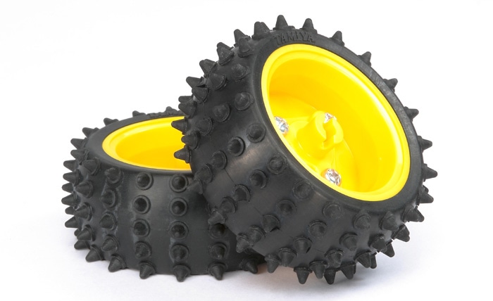 タミヤ 楽しい工作シリーズ ピンスパイクタイヤセット（65mm径） | タミヤ