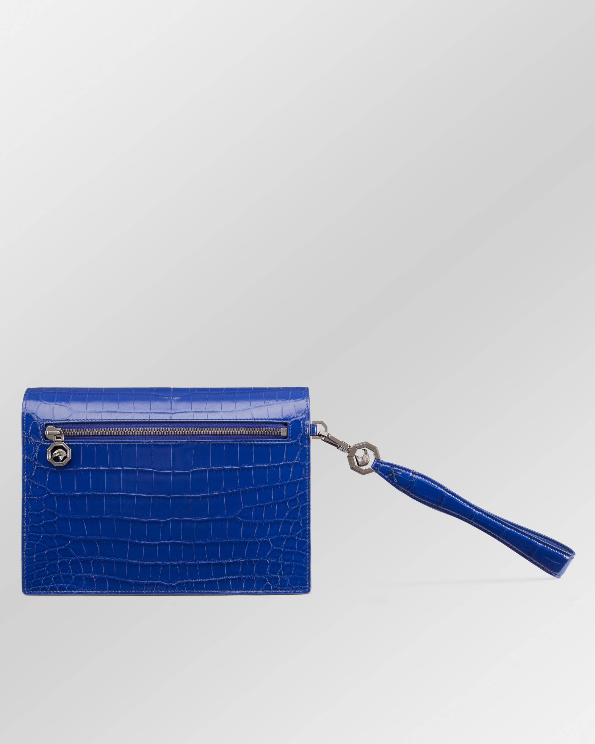 Diamante crocodile and calfskin leather travel pouch | Stefano Ricci
