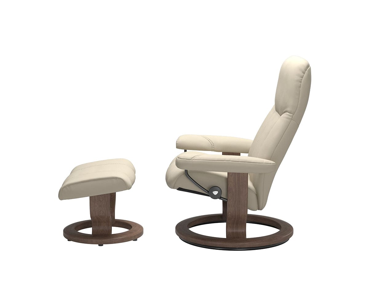 Stressless® Consul Recliner & Ottoman - Cream - Dania Furniture
