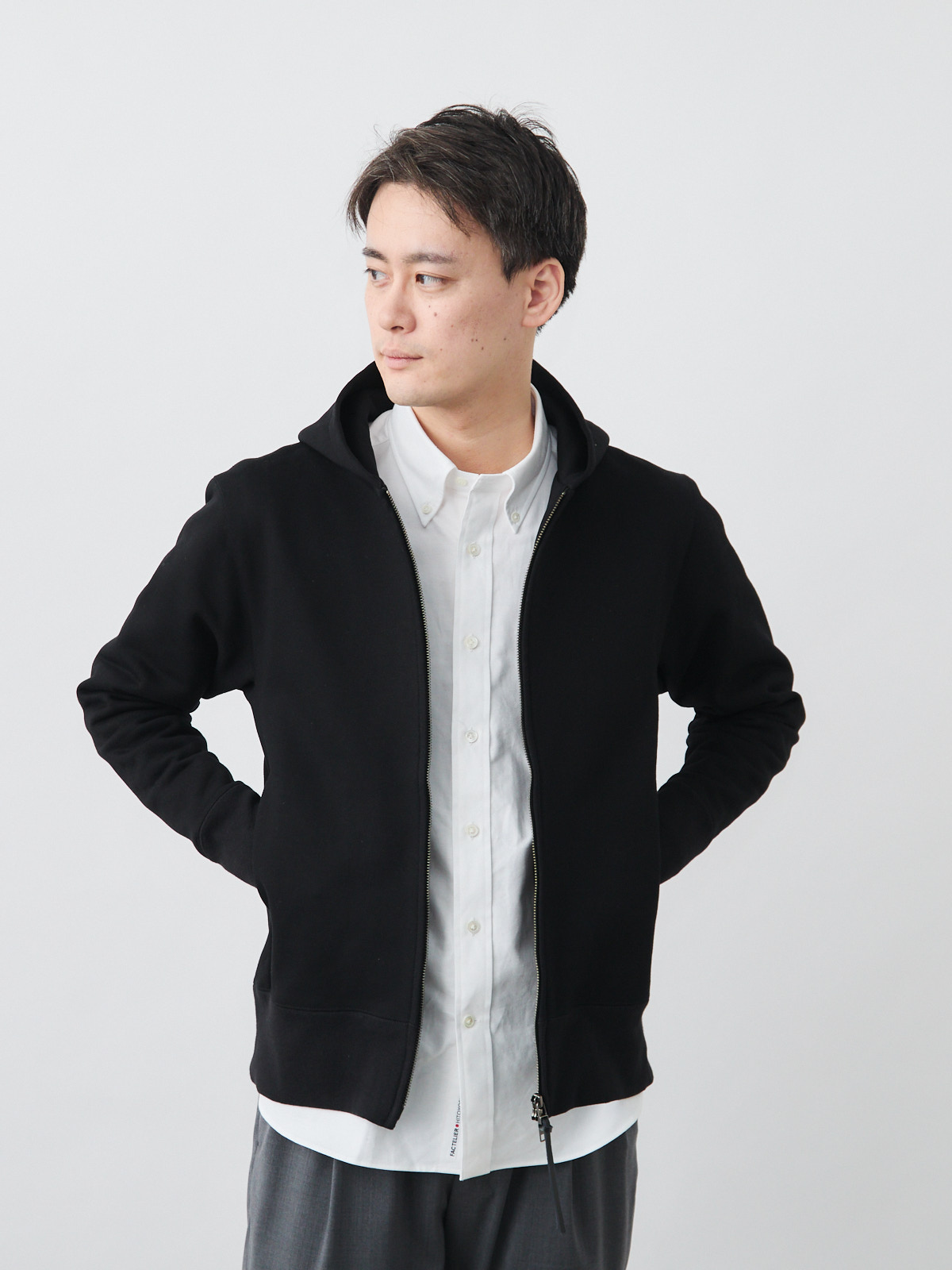 超高密度ジップアップパーカー/スマートスタイル/ブラック | Factelier