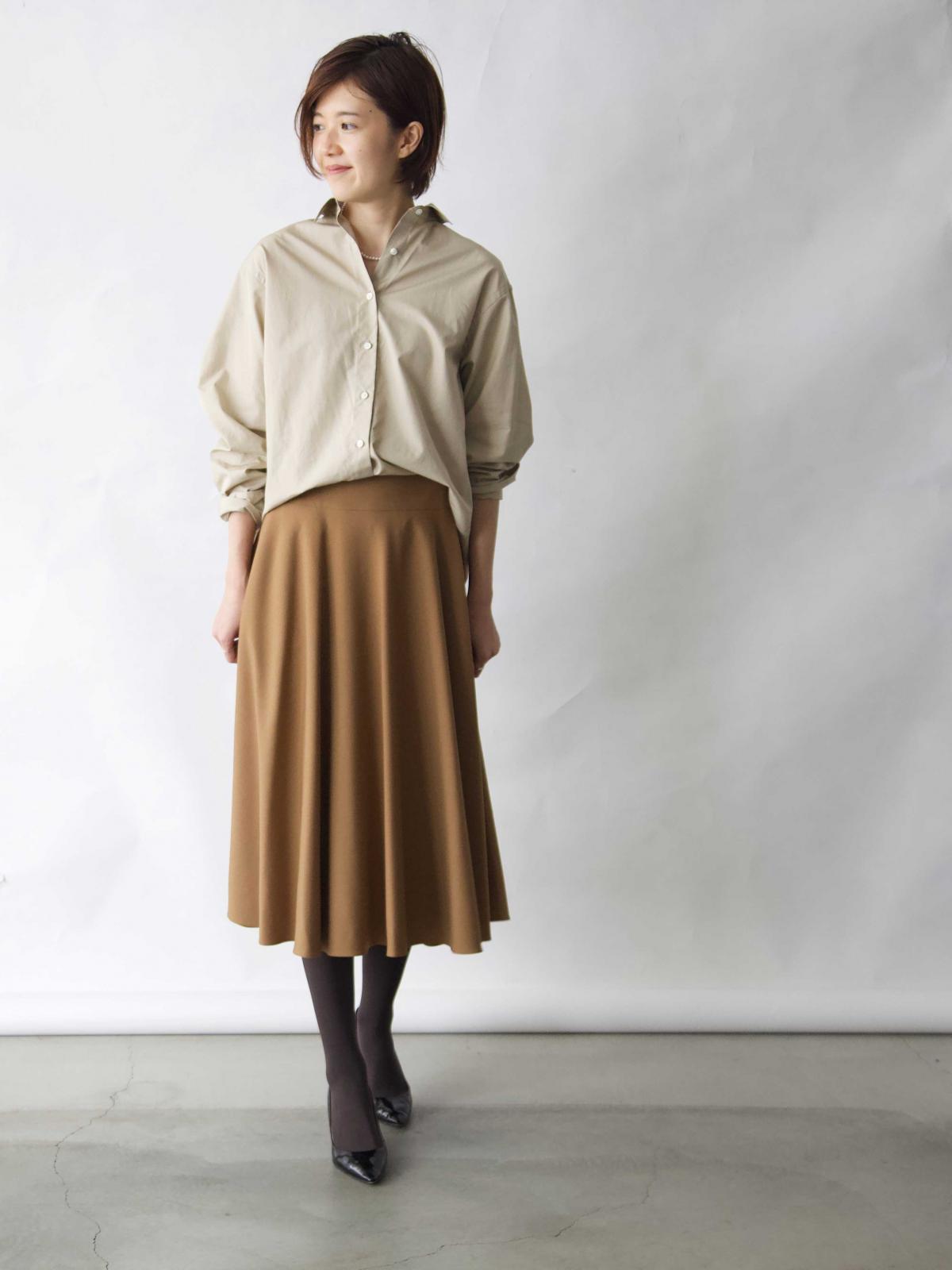 ドラマティック・フレアスカート/ウォッシャブル/ベージュ | Factelier
