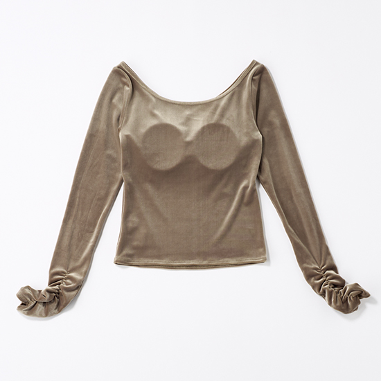 L'AUBE BLANC]カップ付きシャープネックベロアトップス | KOBUNSHA