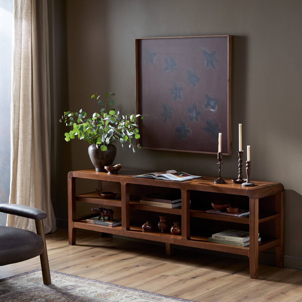 Hawkes Console Table Dark Walnut Veneer Four Hands