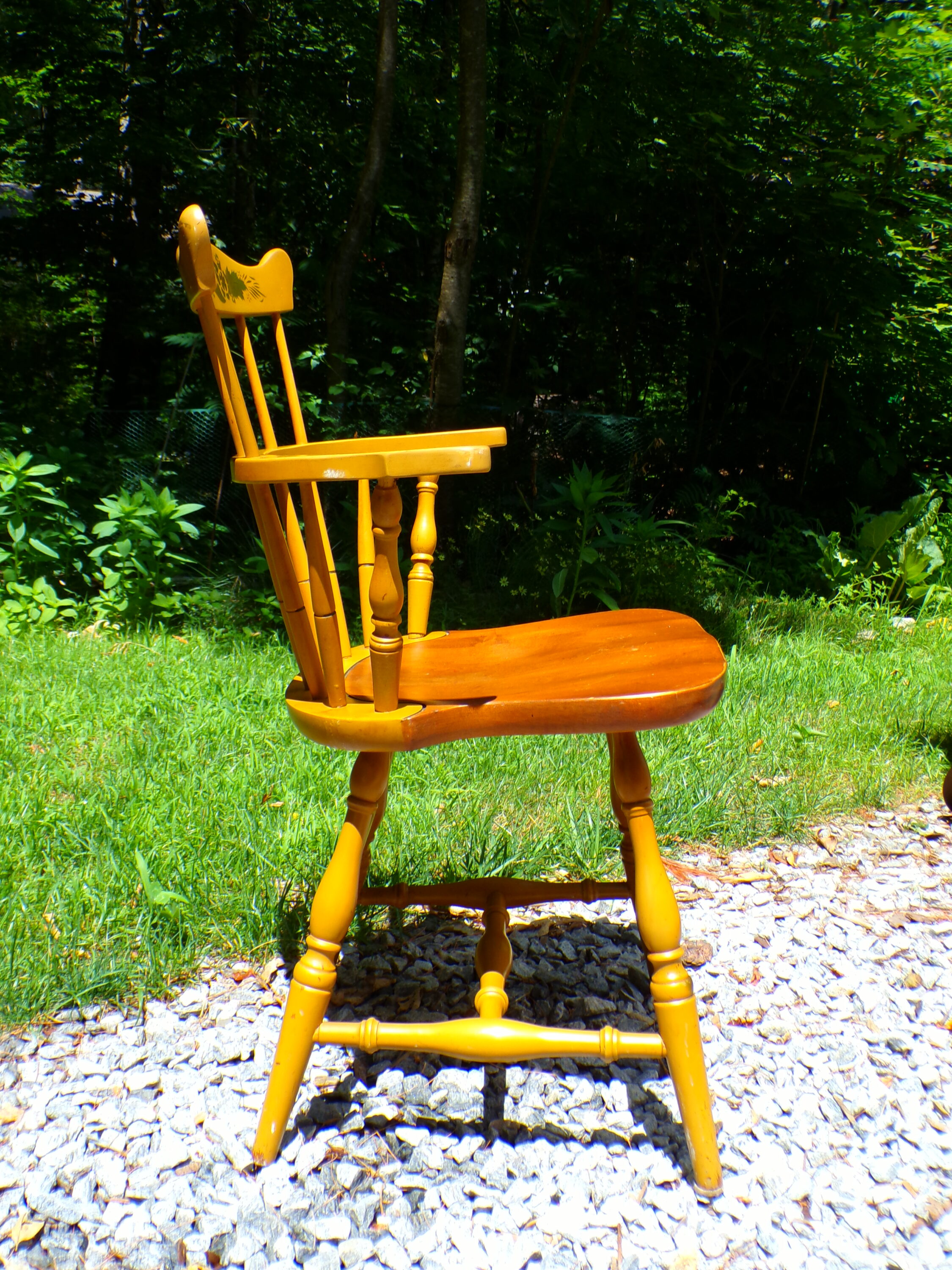 Vintage L. Hitchcock Country Farmhouse Harvest Stenciled Comb Back