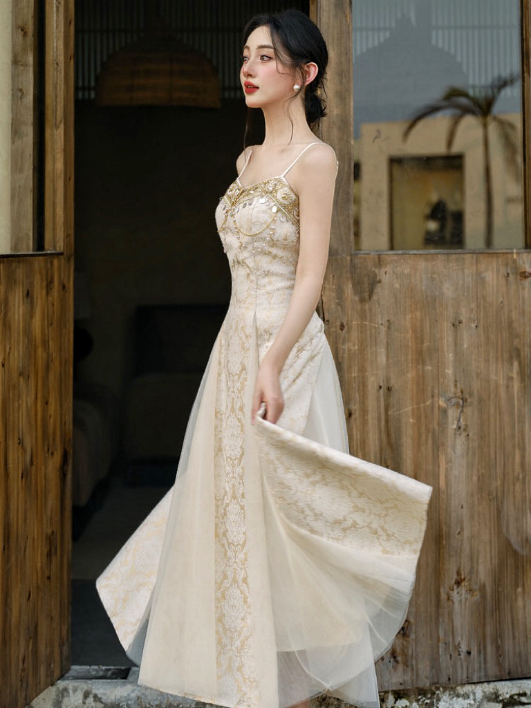 Pearl Baroque Royalcore Dress Pearl Princess Coquette Dress Prom Dress