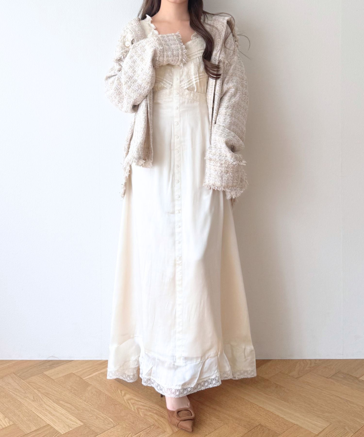 ラメmixツイードフリンジジャケット