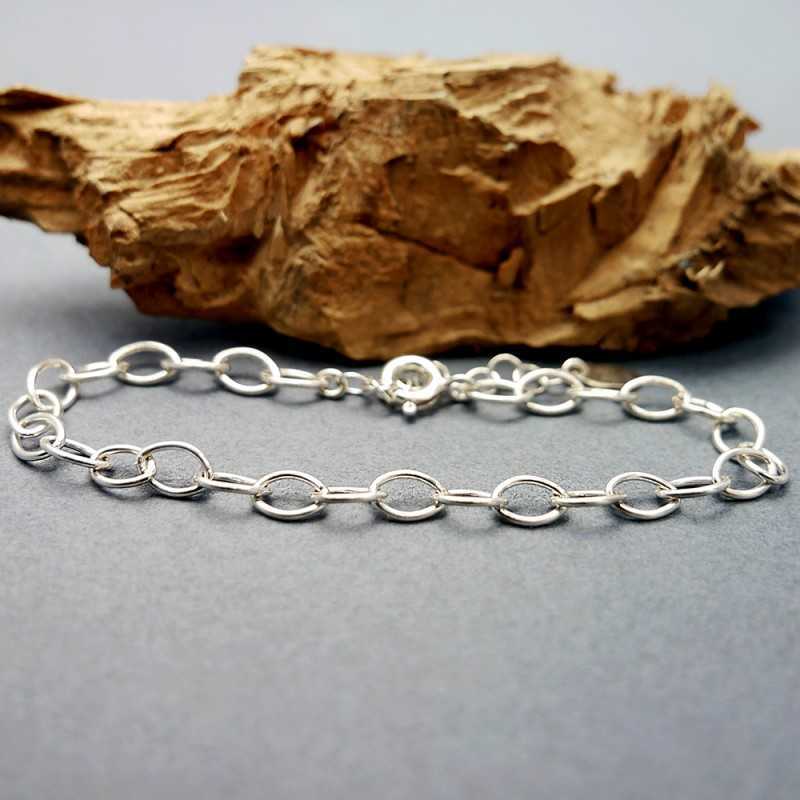Recycled 925 silver bracelet for women with large oval chain links