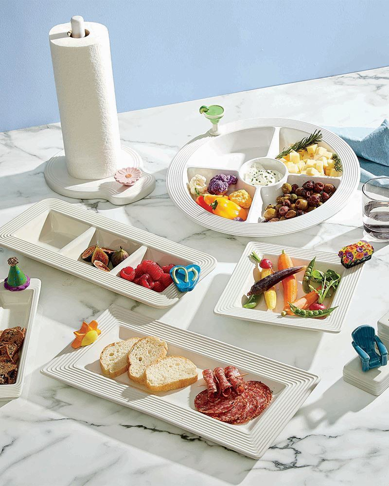 Pinstripes Border Three Section Garnish Dish | Nora Fleming