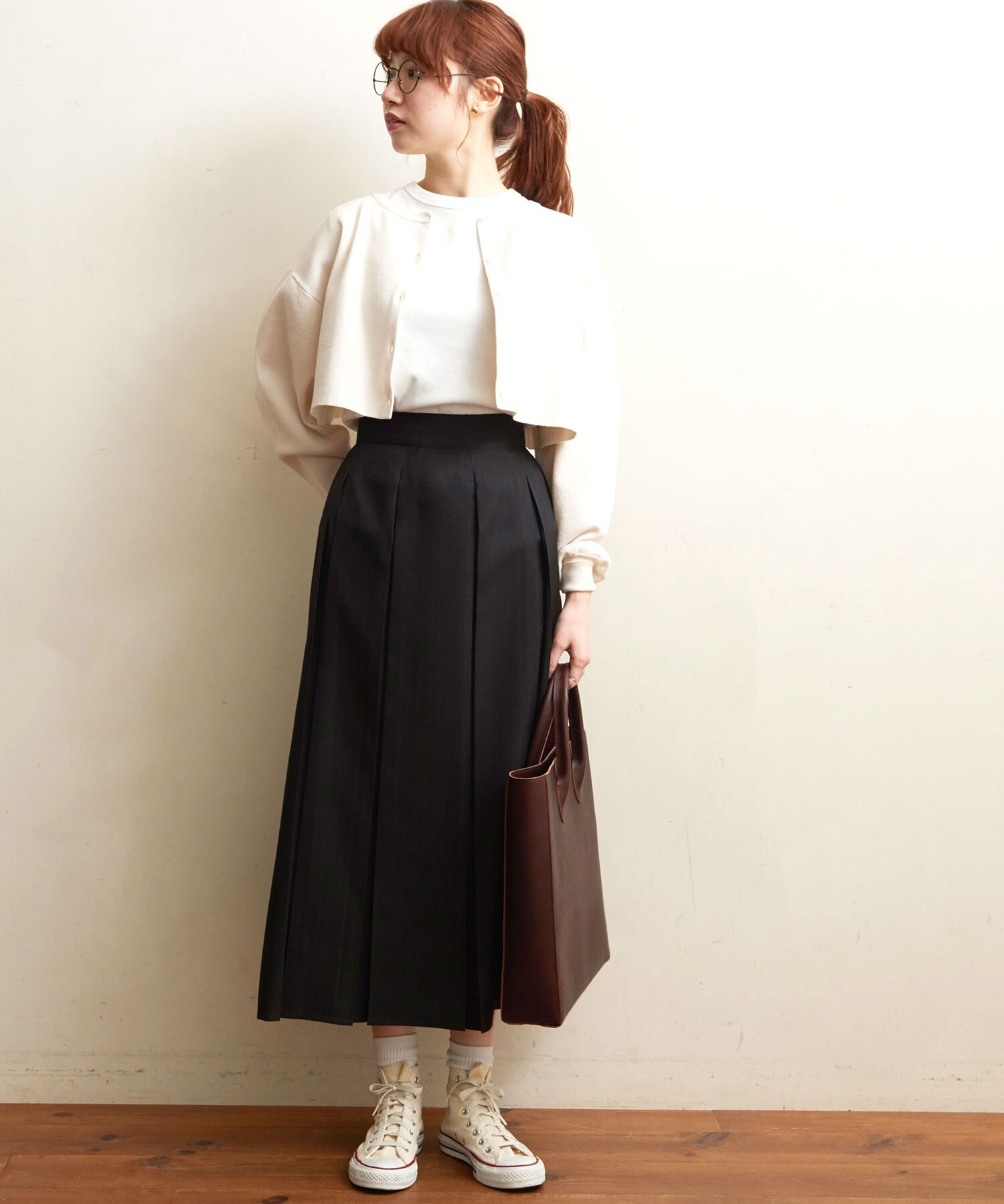 AMBIDEX Store wool mood ボックスプリーツ スカート(F グレー): l