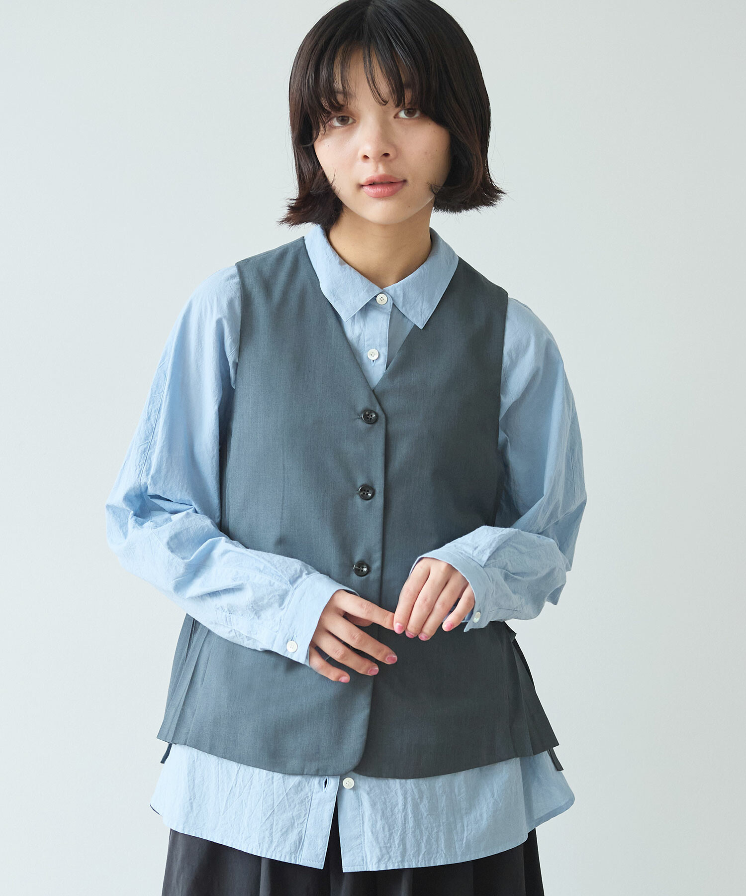 AMBIDEX Store △〇 T/R サイドプリーツベスト(F クロ): bulle de savon