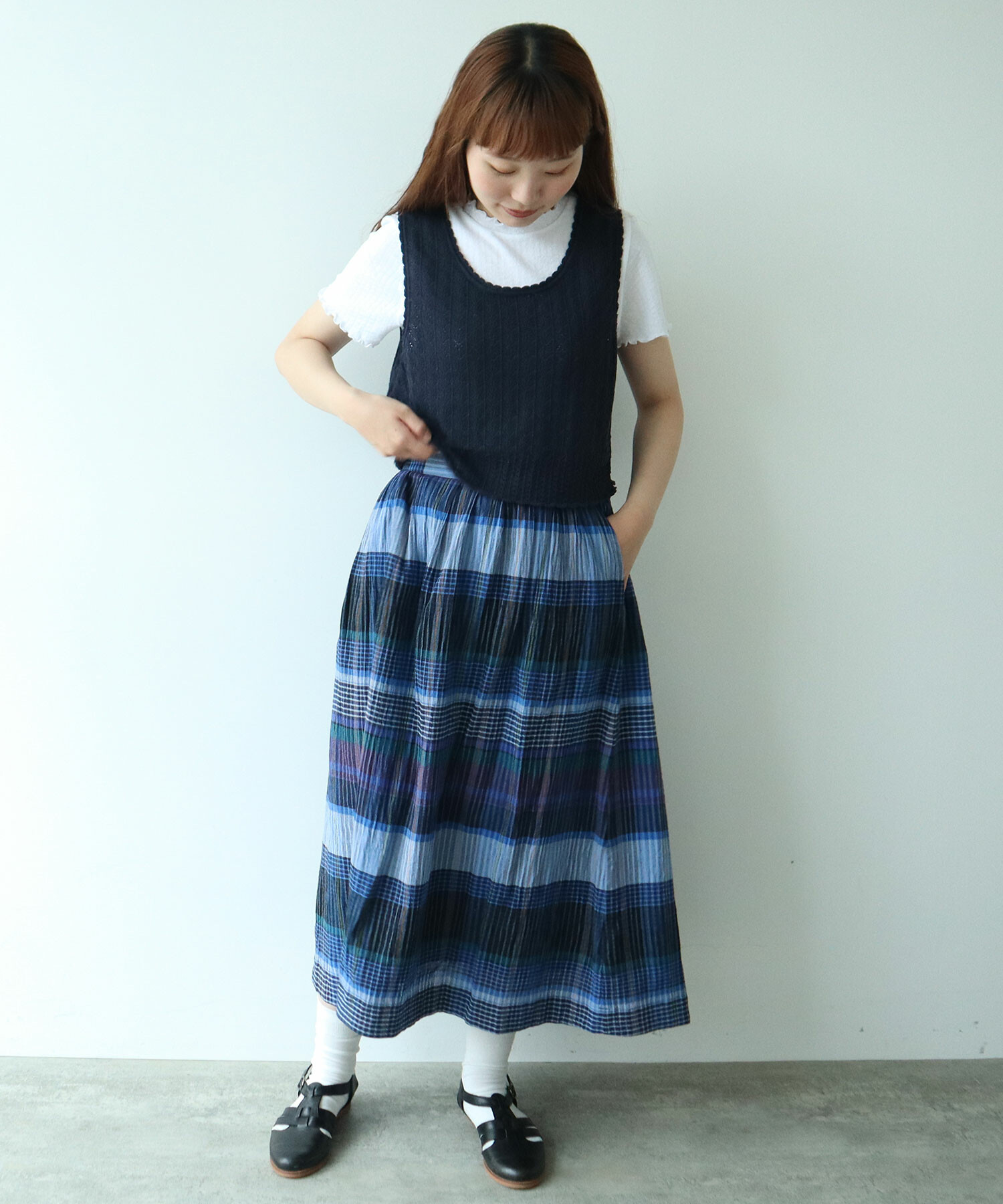 AMBIDEX Store ○〇 ビッグチェック スカート(F アカ): bulle de savon