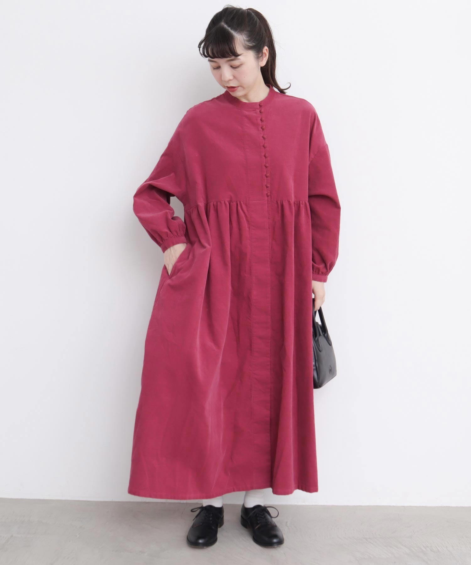 AMBIDEX Store 〇シャツコール ころころボタンワンピース(F グリーン