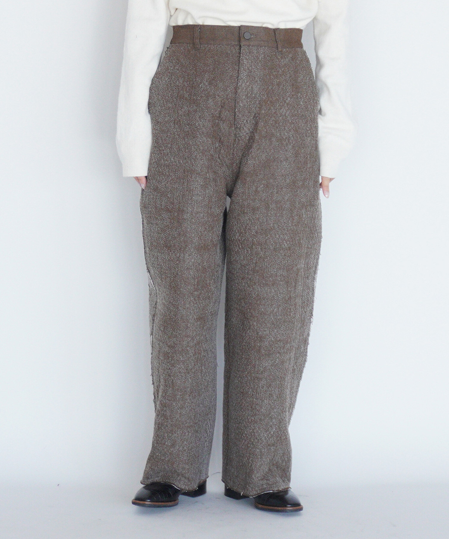 AMBIDEX Store 〇Denim/freece needle punch カーブパンツ(F ブラウン