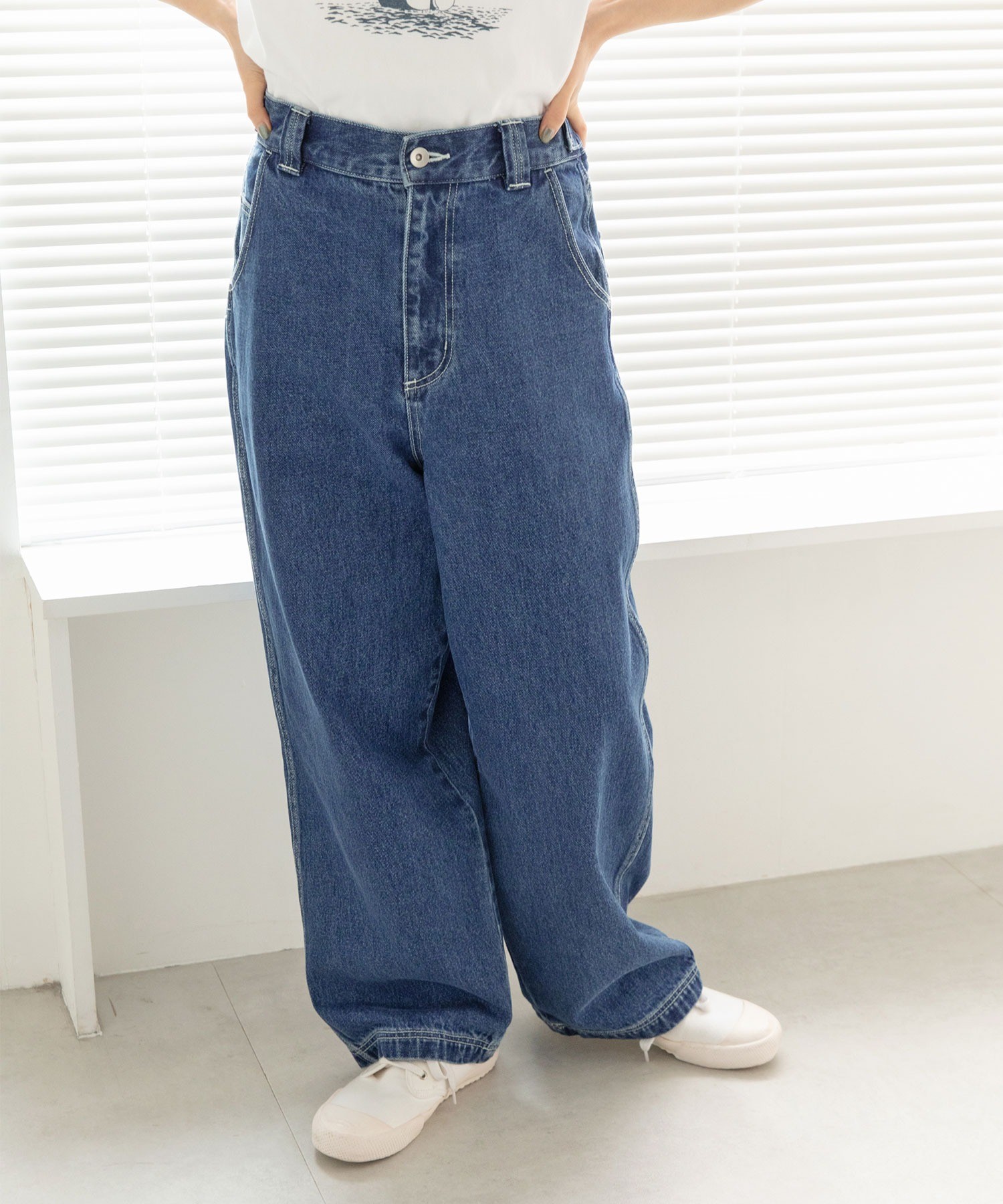 AMBIDEX Store ○○デニム ウォッシュサイドタブパンツ(M アオ): PAR ICI