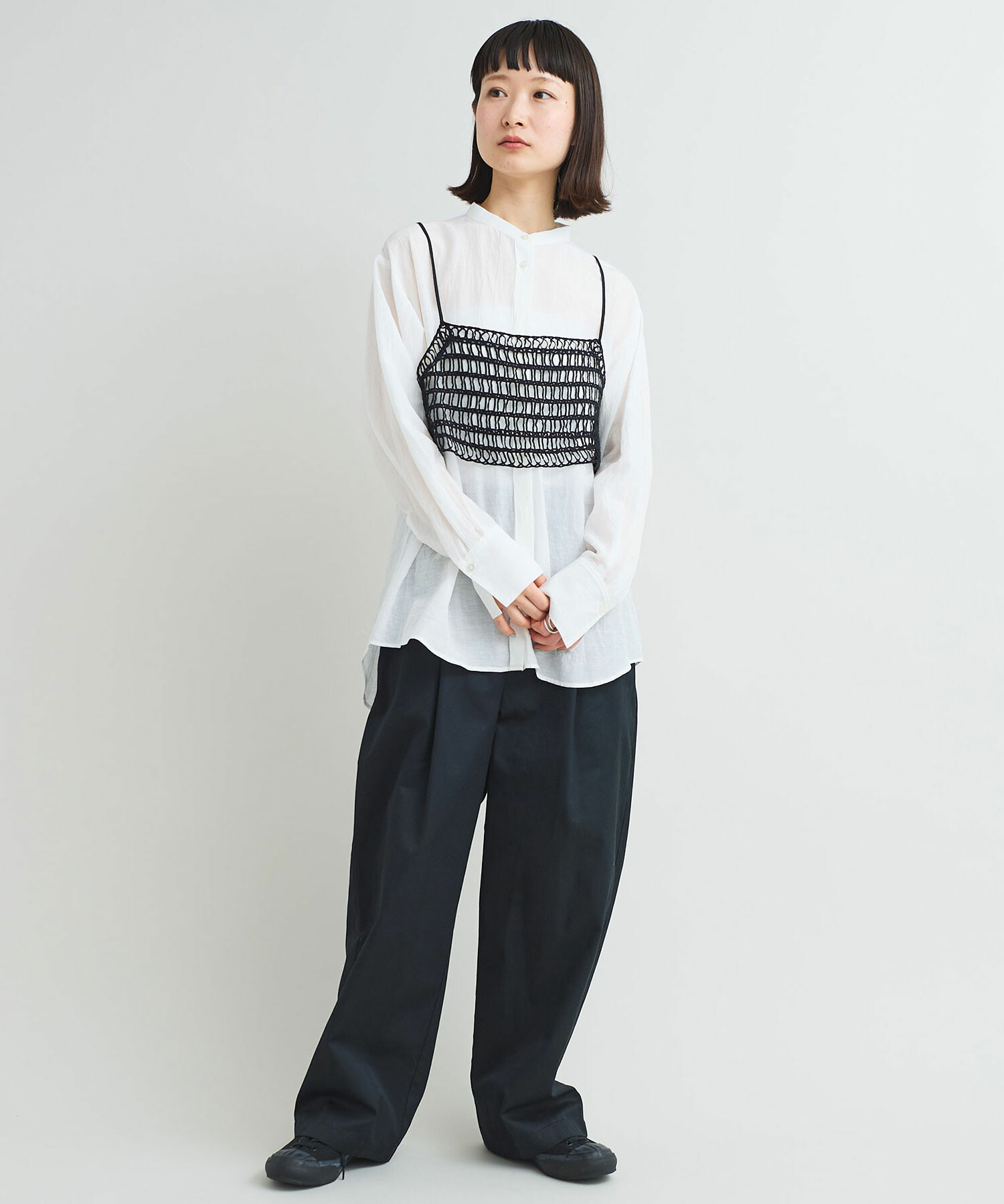 AMBIDEX Store 〇テープヤーンループ刺繍 ビスチェ(F シロ): iki