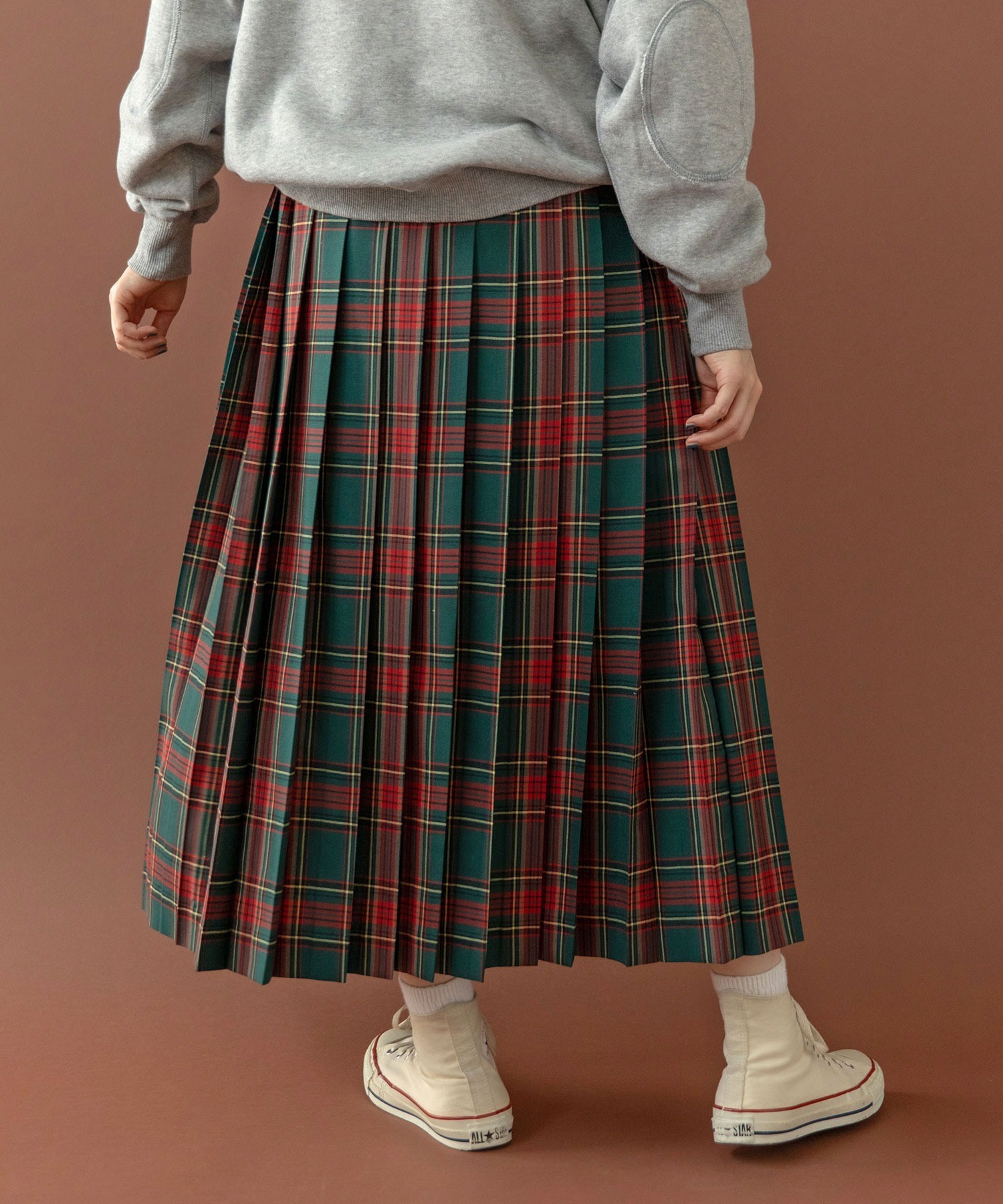 AMBIDEX Store ○タータンチェック プリーツスカート(F グリーン): PAR ICI