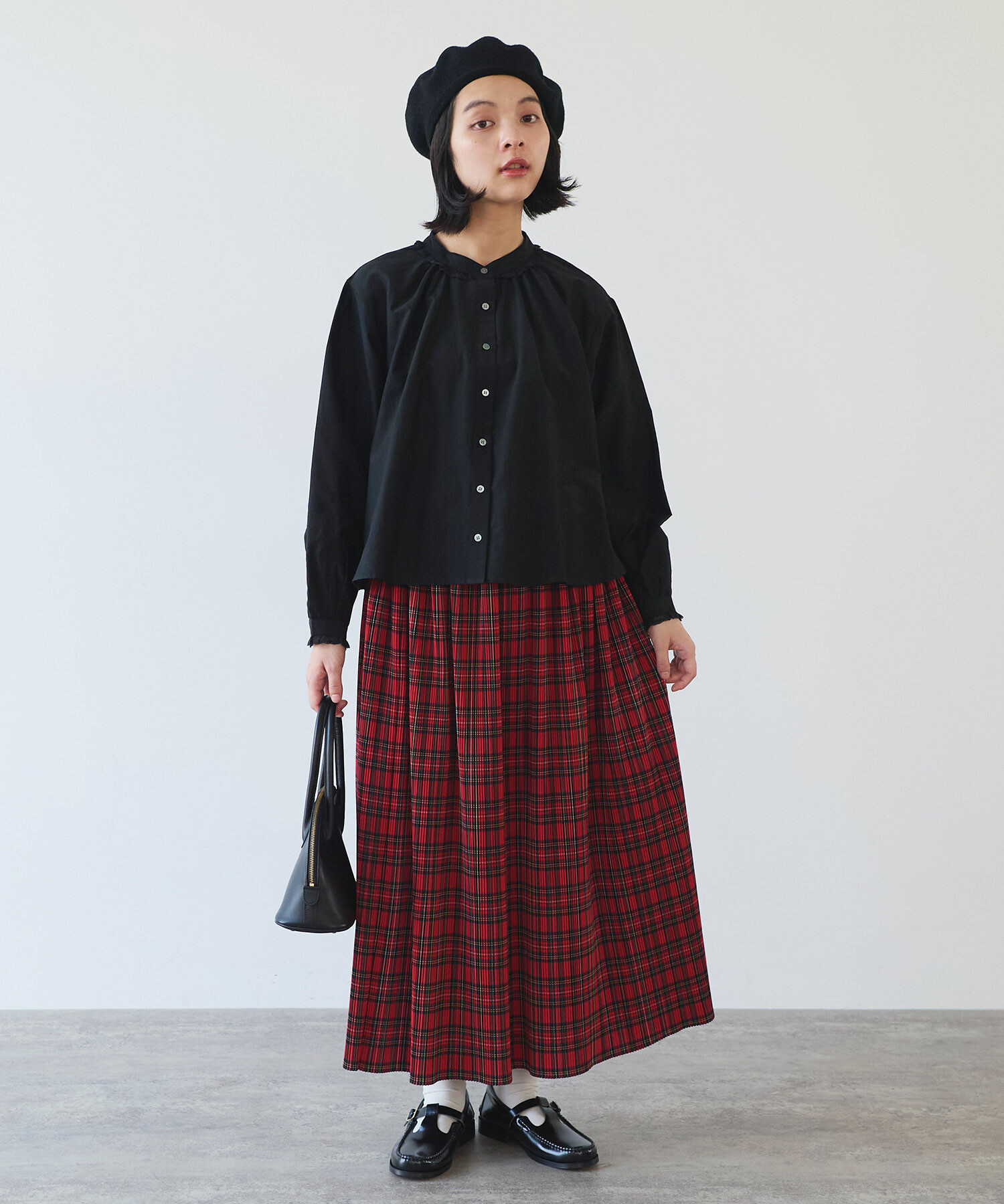 AMBIDEX Store △○ タータンチェック プリーツスカート(F グリーン