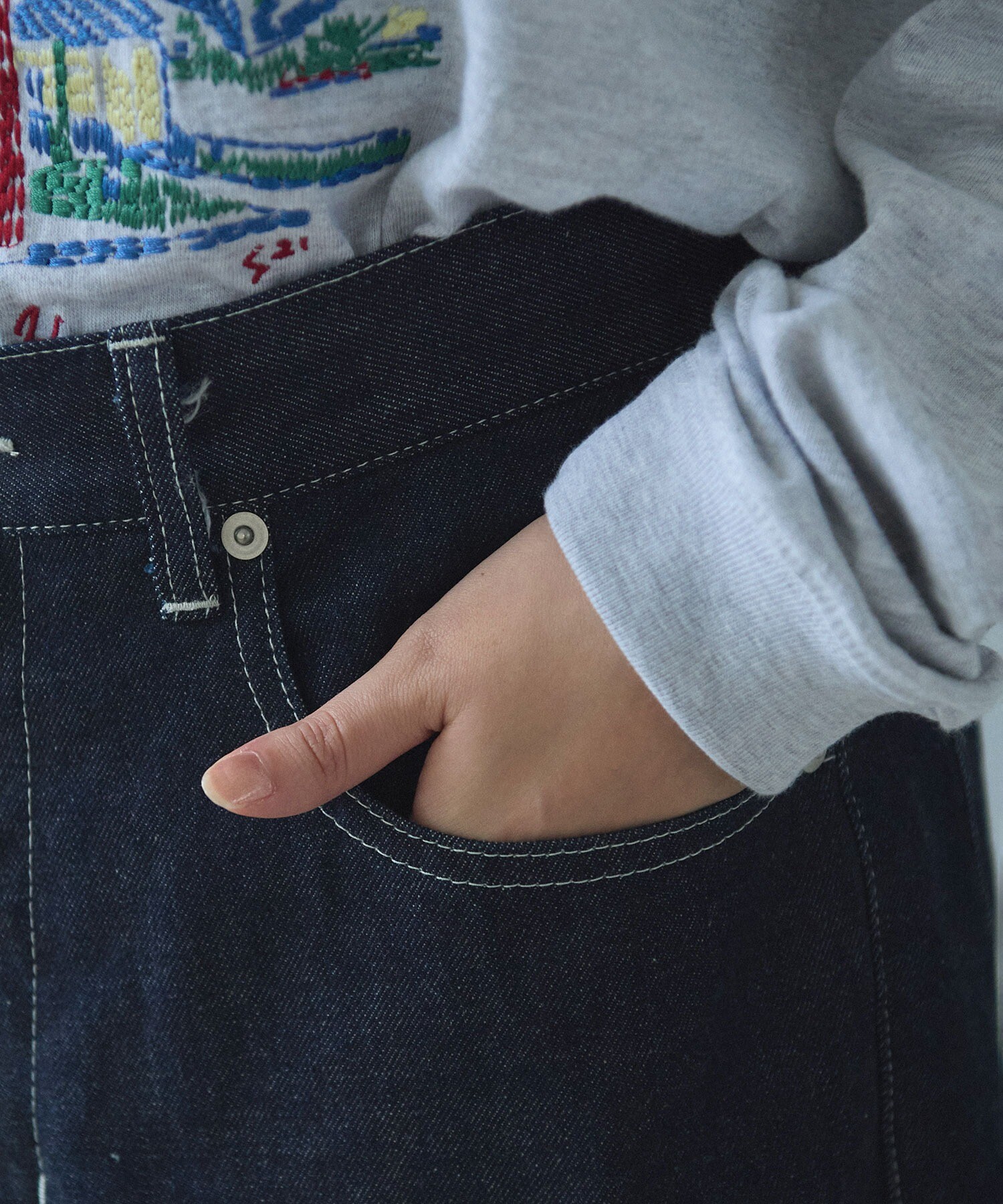 AMBIDEX Store △11oz デニム バックゴム 5ポケットパンツ(M