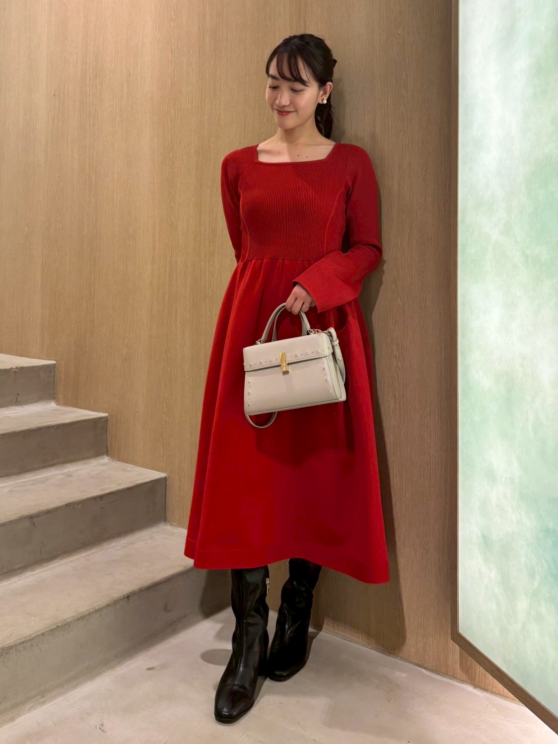 ベルスリーブホールガーメントニットワンピース(デイリーワンピース