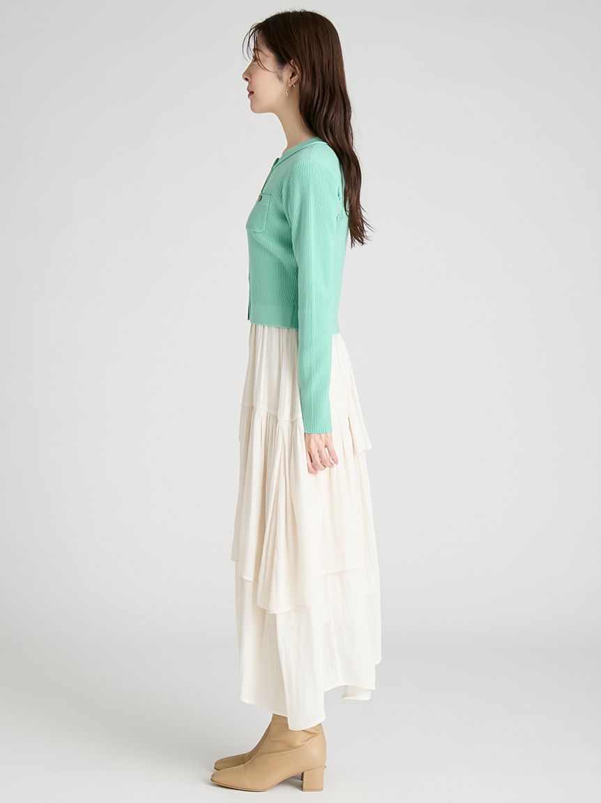 アシメヘムドレス＆トリムリブカーデ(デイリーワンピース)｜DRESS