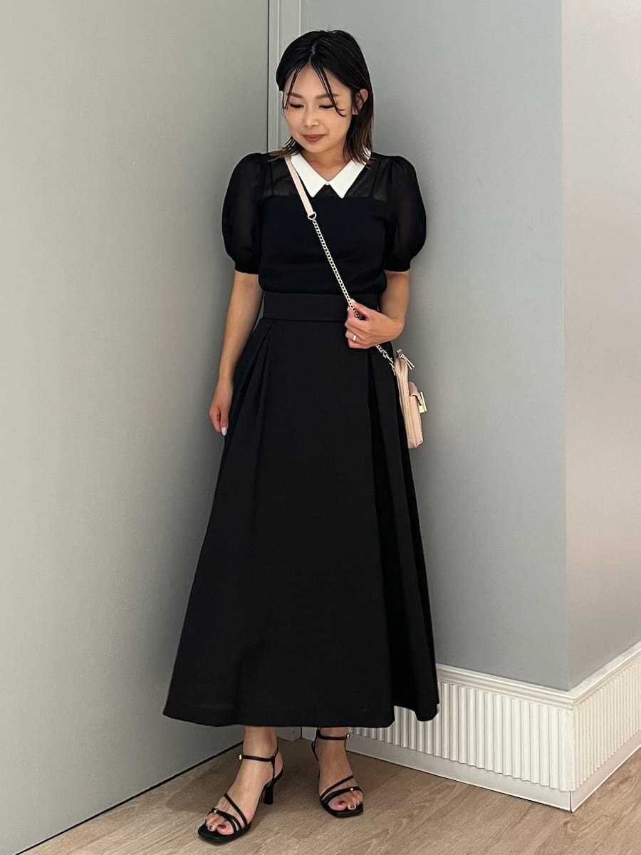 襟付きシアーニットプルオーバー(ニットプルオーバー)｜TOPS（トップス