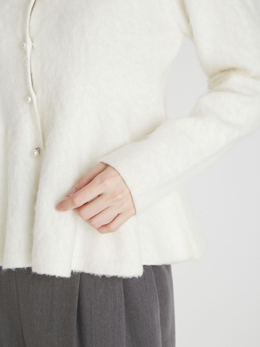 ファーライクペプラムカーディガン(ニットプルオーバー)｜TOPS