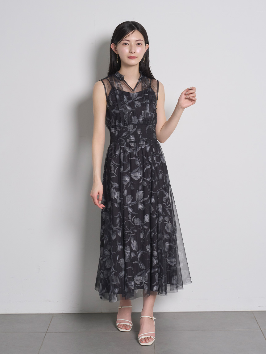 レイヤードフラワープリントワンピース(デイリーワンピース)｜DRESS