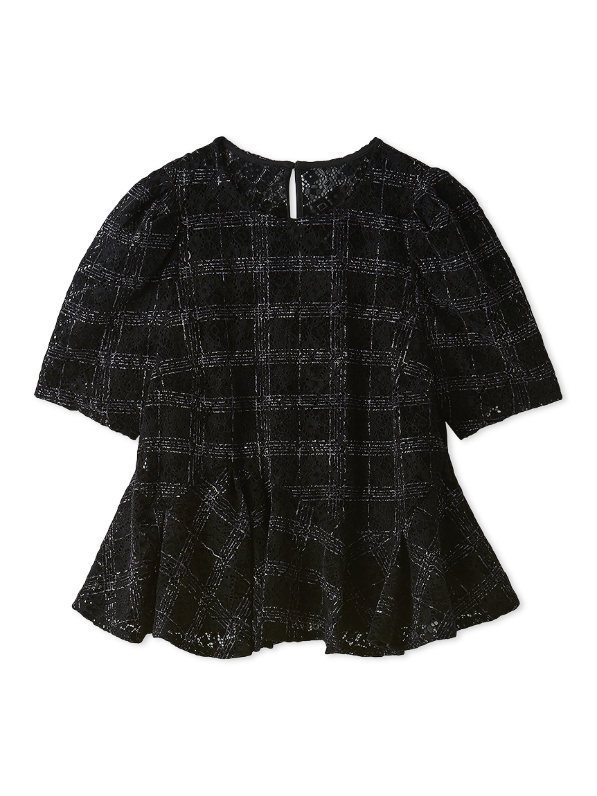 ブラッシュドレースペプラムトップス(ブラウス・シャツ)｜TOPS