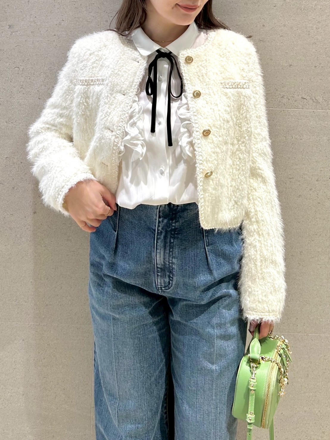 ウォッシャブル】フリルヨークシャツカラーブラウス(ブラウス・シャツ