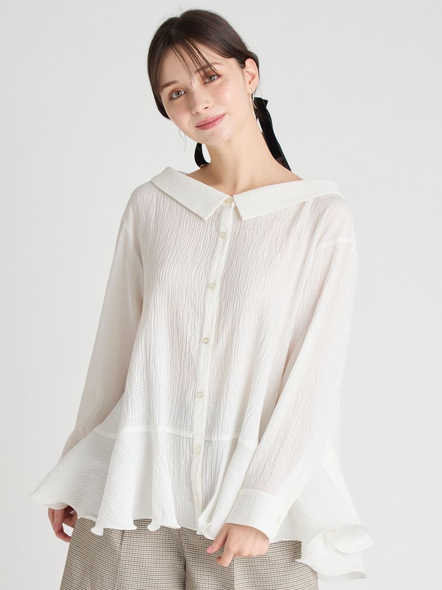 ラッフルヘムロングブラウス(ブラウス・シャツ)｜TOPS（トップス